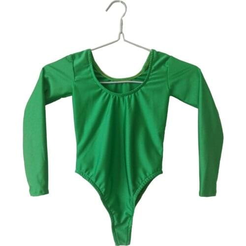 Big round neck high cut leg Spandex Dancewear Bodysuit Ballet Gymnastics Leotard jumpsuit Unitard Long Sleeve for men women kids