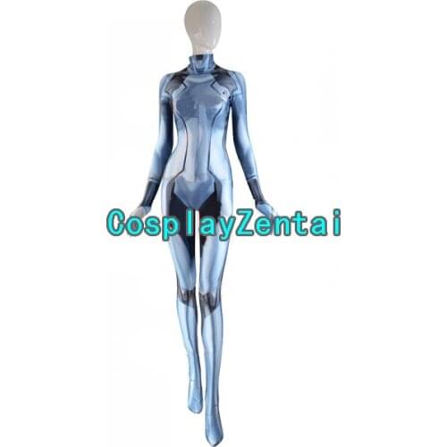 Samus Zero Costume Girl Suit 3D Printing Spandex Silver Color Cosplay Zentai Costume