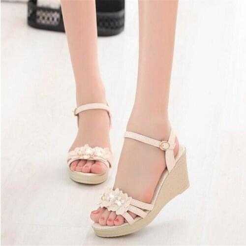 Summer new wedge with fashion ladies sandals increased high-heeled high-heeled flat casual student sandals