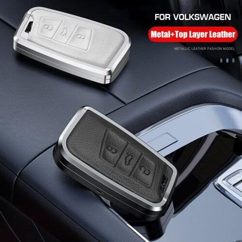 Metal Car Key Case Cover Fob Shell For VW Volkswagen Passat B8 Magotan Golf For Skoda Kodiaq Superb A7 Accessories Gift
