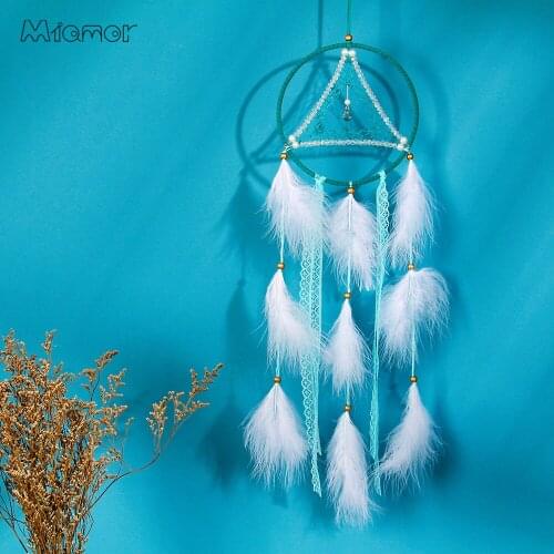 MIAMOR 2 Colors Handmade Dreamcatcher With Crystal & Feathers Home Wall Hanging & Bar & Party Decoration amor01522