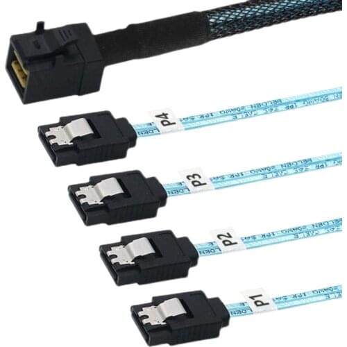 MiniSAS HD SFF-8643 to 4SATA straight head hard disk data cable cable 12G interface cable mining