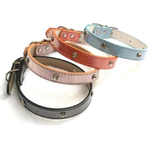 Fashion Reflective Small Dog Collar Faux Leather Adjustable Pet Puppy Kitten Collar Safety Breakaway Nylon Dog Necklace Supplies