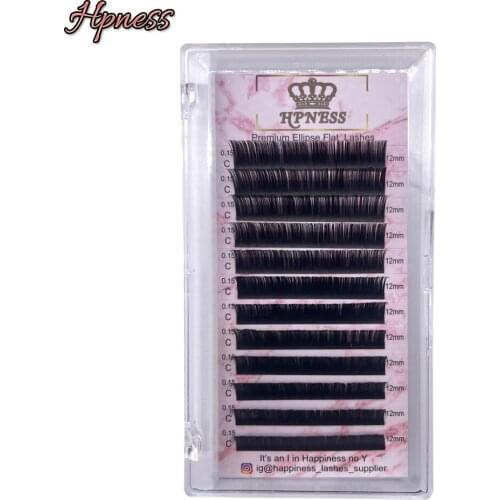 High Quality New Matte Ellipse Flat Eyelash Extensions Individual Mink 0.15 Softer Flat Lash Split Tips Ligher Volume Looking