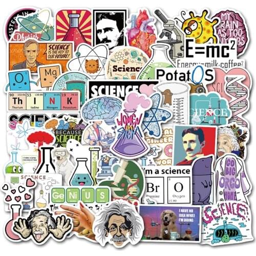 50PCS Science Laboratory Chemical Programming Stickers Skateboard Fridge Phone Guitar Motorcycle Luggage PVC Waterproof Stickers