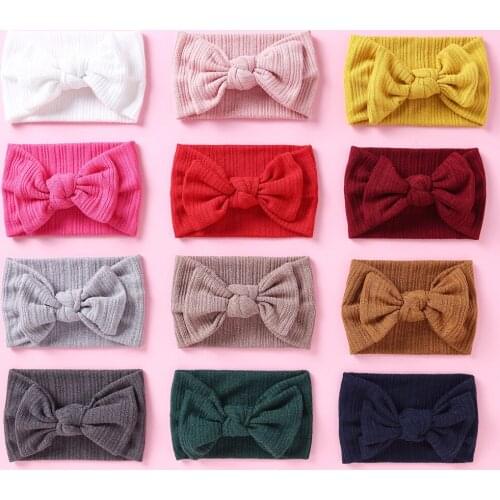 New Woolen Knitted Bow Headband Braid Hair Band Solid Wide Headbands Turban Elastic Head Wraps Hair Accessories For Kids