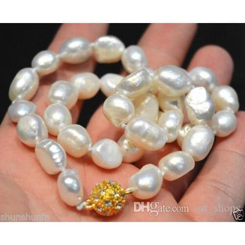 New 8-9mm white Irregular baroque pearl necklace 18"