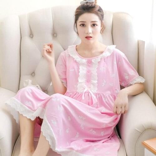 2021 Summer Pregnant Women Pajamas For Nursing Fashion Printed Short Sleeve Breastfeeding Sleep&Lounge Maternity Lactation Dress