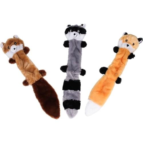Plush Pet Dog Sound Toy Puppy Squeak Toys Raccoon Squirrel Tiger Fox Lion Cat Sound Toy Dog Plush Skinny No Stuffing Squeaky