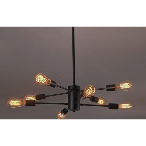 Modern simple Nordic 8 heads chandelier industrial retro vintage light dining room living room ceiling lamp black droplights
