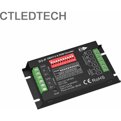 LED RGB 3 channel Constant voltage DMX512&RDM Decoder 3528 5050 single color Decoder 12V24V 3ChX4A