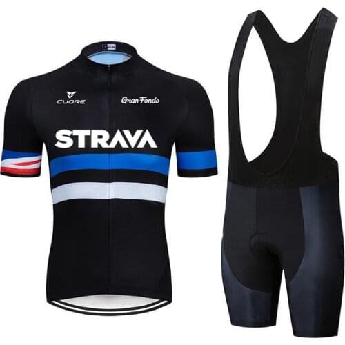 STRAVA Cycling Jersey Sets Bicycle Clothing Breathable Cool Summer Bike Riding Sportwear MTB Suit Anti-UV Maillot Ropa Ciclismo