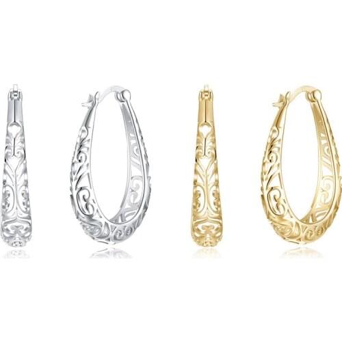 Vintage Ethnic Hollow Pattern Big Drop Earrings For Women Elegant Branch Vine Design Charming Huggies Female Earring Accessories