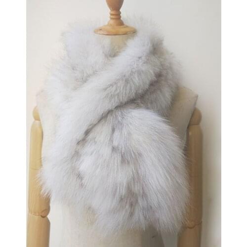 Female Real Fox Fur Scarf Winter Warm Genuine Knitted Fox Fur Scarved Ladies Luxury Black New Arrival Fashionable Soft Scarfs