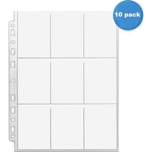 10 Sheets 9-Pocket Trading Card Storage Album Pages Coin Holders for Skylanders Pokemon Card Coins Photo Storage Collection