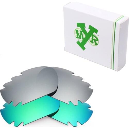 2 Pairs Mryok POLARIZED Replacement Lenses for Oakley Jawbone Vented Sunglasses Silver Titanium & Emerald Green