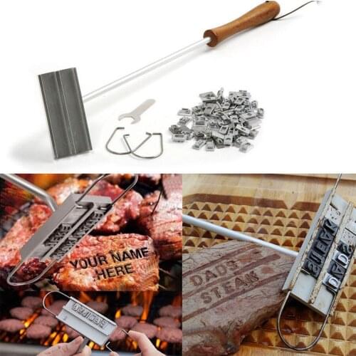 55 x Letters and 8 spaces BBQ Barbecue Branding Iron Tool Meat Steak Burger