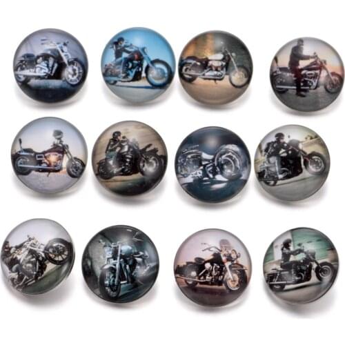 6pcs/lot 18mm Snap Buttons Mixed Crab Cartoon Zombie Hot Air Balloon Squirrel Motorcycle Snowman Dandelion Dutch Glass Buttons