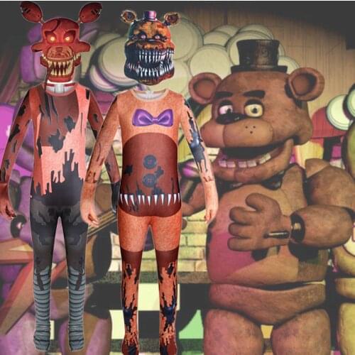 Anime Game Five Nights at Freddys Cosplay Costume For Kids Boys Girls Horror Halloween Stage Show Jumpsuits+Mask Cosplay C43M30