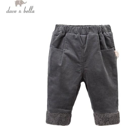 DB14827 dave bella winter baby girls pants baby fashion solid pockets trousers children high quality trousers