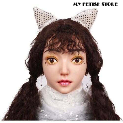 Emily)Crossdress Full Head Realistic Silicone Young Girl Female Disguise Party Cosplay Transgender Mask Male To Female