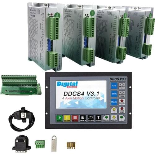 CNC Router 3/4-axis Kit 1pcs Controller DDCSV3.1 + Stepper Motors Drives 2NS556A For 3NM NEMA23/34 motor