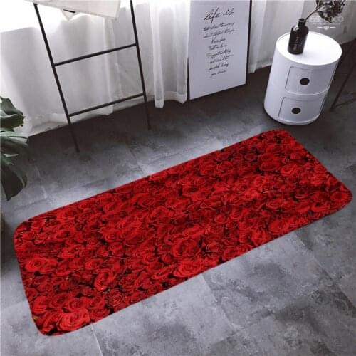 Carpet Doormat Funny Kitchen Entrance Door Mat Anti-slip Floor Rug Bathroom Area Hallway 50x80cm Floral Flower Design