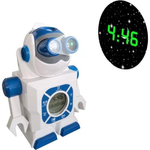 Creative Space Robot Projection Alarm Clock Fun Cartoon Small Clock