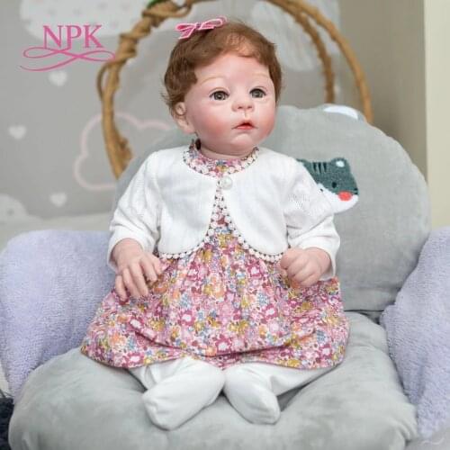 NPK 55CM Soft Body Bebe Girl Doll reborn Baby Harlow Lifelike Realistic Soft Touch Cuddly doll Hand-Made Doll Collecitbles