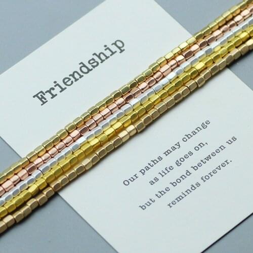 Matte Gold Silver Pentagonal column Hematite Beads Natural Stone Loose Spacer beads for Jewelry Bracelet Making DIY 15'' 3mm 120