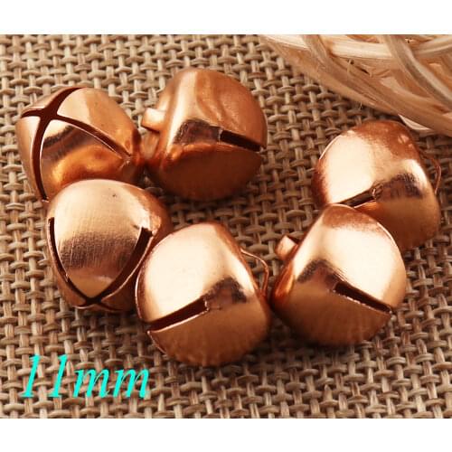 100pcs Metal Pale Rose Gold Jingle Bells,Durable Jingle Bells Pet Bells Cross Bells,Dancing Bells Christmas bells-11mm