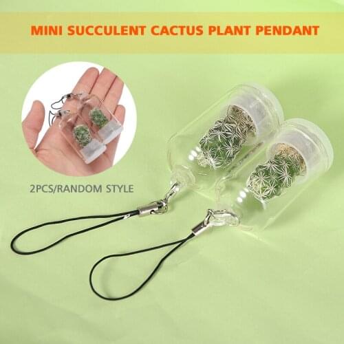 Cute Mini Cactus Plant Keychain Keyring Charm Mobile Phone Chain Pendant For Your Purse Handbag Or Jacket Decor