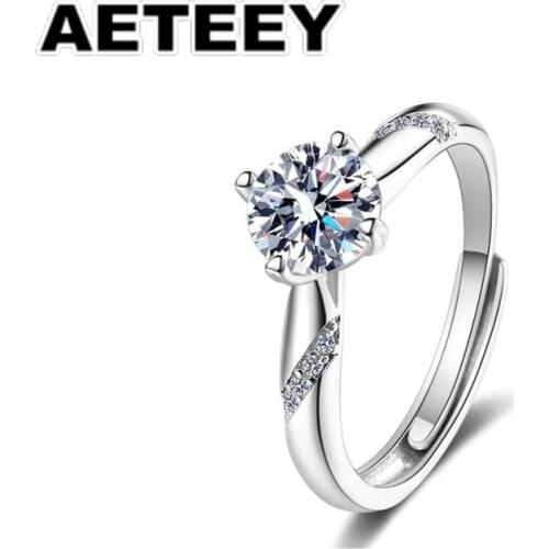 Mozanstone Ladies Diamond Ring certificate D Color VVS1 Excellent Cut 1ct Sterling Silver Jewelry Engagement Wedding Ring JA-07