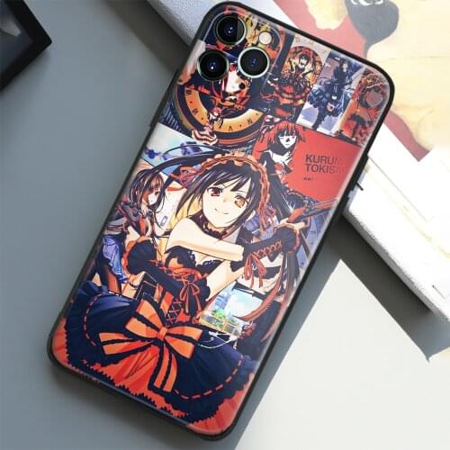 Date a Live Kurumi Tokisaki Anime Glass Soft Silicone Phone Case for IPhone SE 6 7 8 Plus X XR XS 11 12 Mini Pro Max Cover Shell