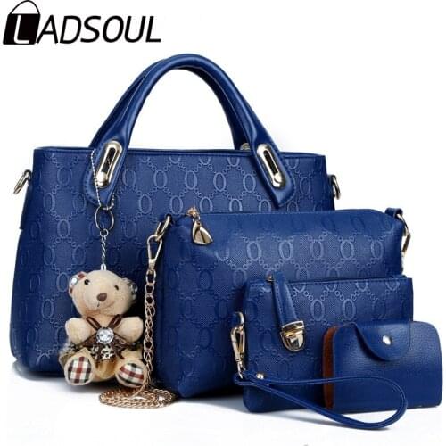 4pcs Women Bag Set Fashion Female Purse and Handbag 9 color Four-Piece Leather Shoulder Bags Coin Purse Flap