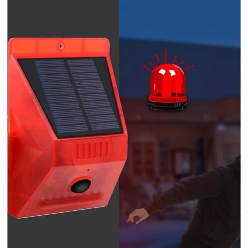 4 Mode Outdoor Solar Sound & Light Alarm Motion Sensor 129 Decibels Siren Sound Alert Security Alarm System for Farm Villa