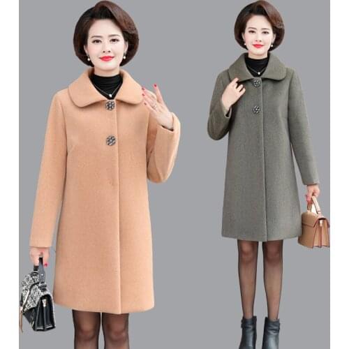 Luxury clothes Winter long Woolen coat female New Middle age clothing women Large size thick Womens coats Mink-like wool Coat