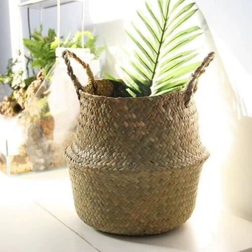 Hand make Seagrass Wickerwork Basket Rattan Hanging Flower Pot Dirty Laundry Hamper Storage Basket Dropshipping