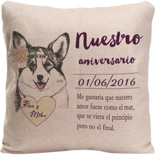Save The Date! Husky Printed Throw Pillowcase Decorative Cushion Cover Customize Anniversary Celebration Gift By LVSURE