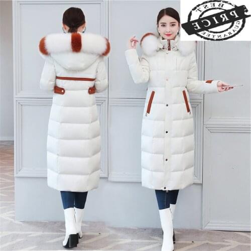 Winter Duck Down Jacket Women Long Down Coat Female Thick Slim Jackets Clothes Ladies Large Fox Fur Hood Warm Coats 20216