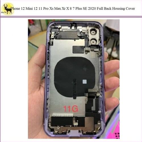 1Pc for iPhone 11 housing full assembly Back Glass Battery Cover Middle Frame Chassis with Flex Cable for iPhone 11 Pro
