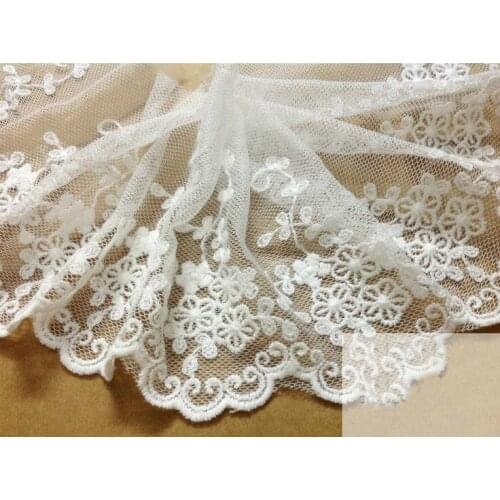 10 yard/lot width 11cm 4.33" white/black mesh embroidered lace trim trimming ribbon Fabric L4K250 27669