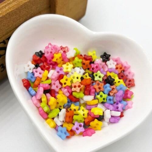 100PCS 6mm Star Resin Mini Tiny Buttons Craft Sewing Tools Decorative Button Scrapbooking Garment DIY Apparel PT212