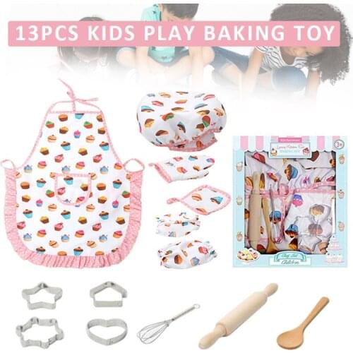13pcs Kids Play Baking Toy Kids Cooking Baking Set Girls Kitchen Toys Costume Cooker Play Set Food Baking Toys