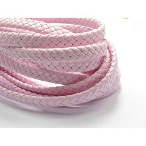 16.4 Feets Pink Flat Braided Synthetic Leather Cord 10X4mm