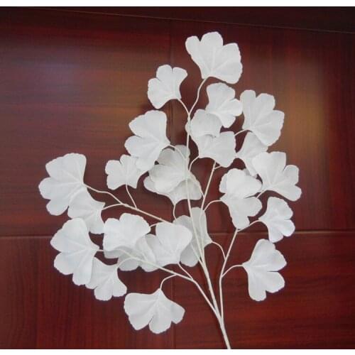 2018 White wedding props Road flower stage background decoration flower White artificial ginkgo biloba White leaves