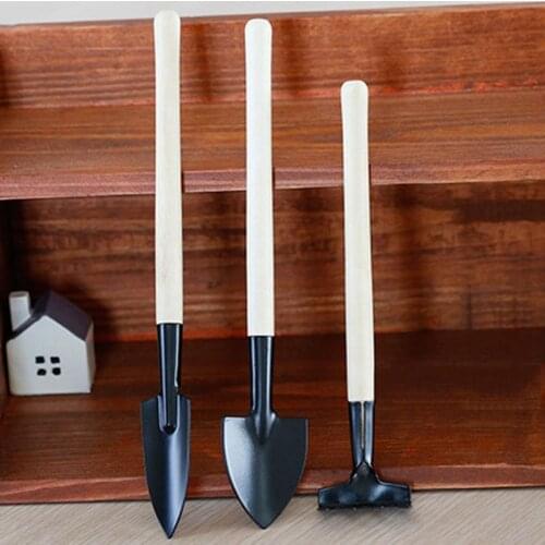 3pcs Mini Shovel Rake Garden Plant Tool Set With Wooden Handle Gardening Tools Children Small Harrow Spade Shovel Garden Tools