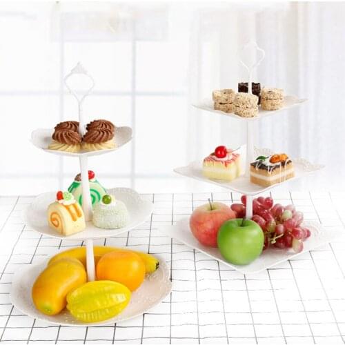 3 Tier Cake Stand Afternoon Tea Wedding Plates Party Tableware New Bakeware Plastic Tray Display Rack Cake Decorating Tools