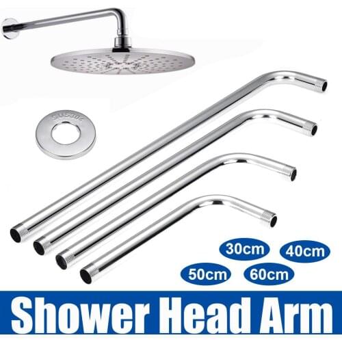 30/40/50/60cm Stainless Steel Shower Head Extension Arm Kit 90°Wall Mounted Tube Rainfall Shower Head Arm for Bathroom Hardware