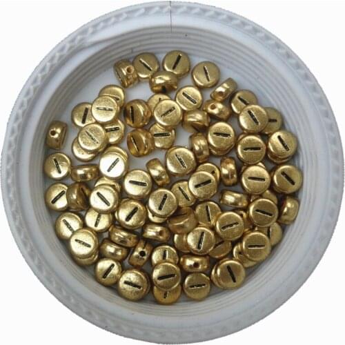 3600PCS Single Letter I Alphabet Beads Flat Coin Round Shape 4*7MM Golden Color Acrylic Plastic Nam Bracelet Alphabet Beads